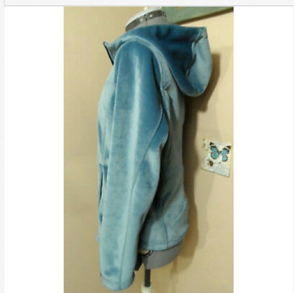 COLUMBIA Velour Hoodie Jacket S Dusty Blue warm! - Picture 5 of 7